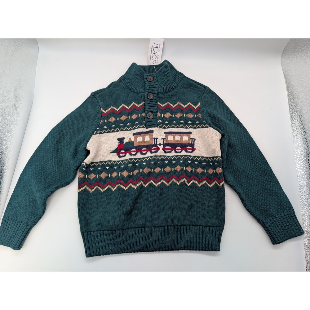 The Children's Place Toddler Boy Navy Blue Knit Train Sweater Size 3T NWT New